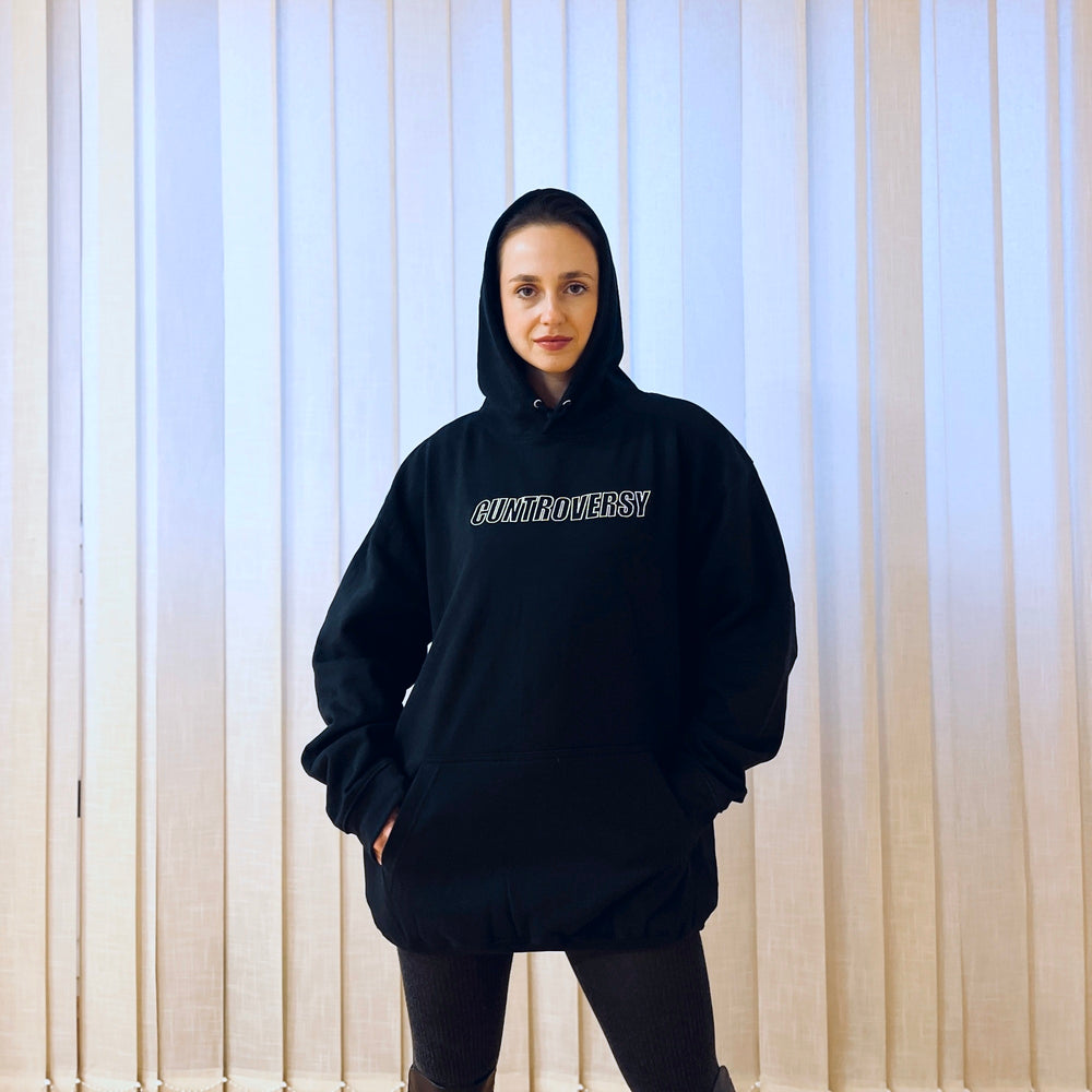 CUNTROVERSY BLACK WITH WHITE SIGN HOODIE