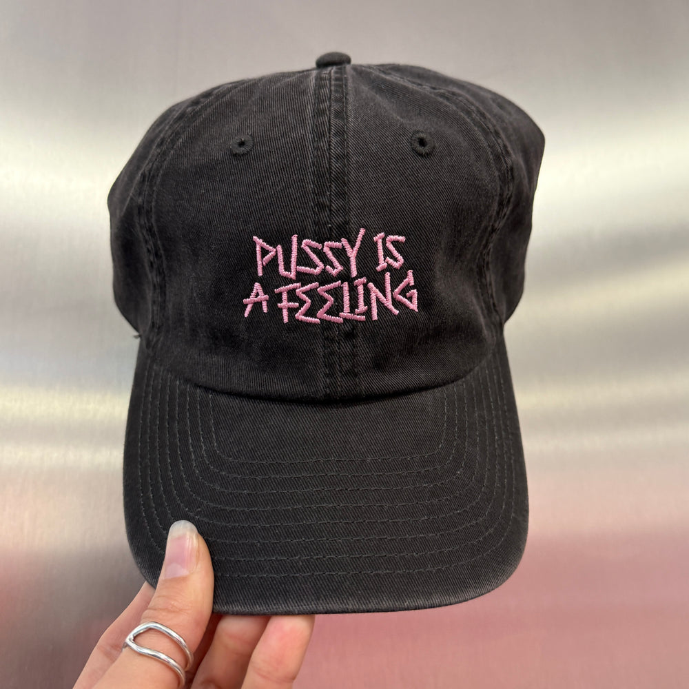 PUSSY IS A FEELING x MISHA Dad Cap in Washed Black & Pink