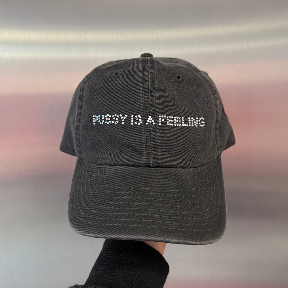 PUSSY IS A FEELING WASHED BLACK & DIAMOND DAD CAP