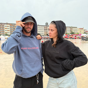 PUSSY IS A FEELING BLACK on BLACK Oversized Hoodie with 3D embroidery
