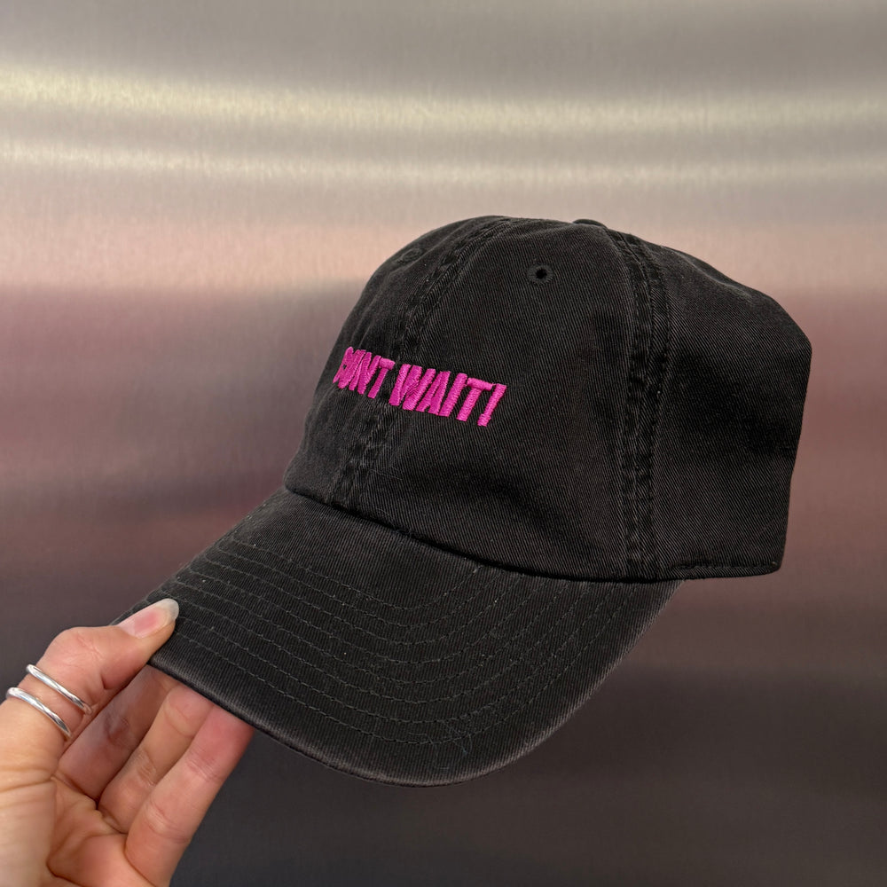 CUNT WAIT WASHED BLACK CAP WITH MAGENTA SIGN