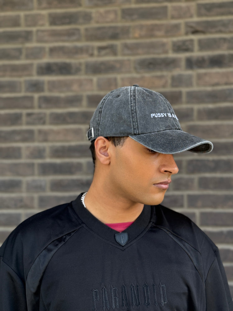 PUSSY IS A FEELING WASHED BLACK DAD CAP