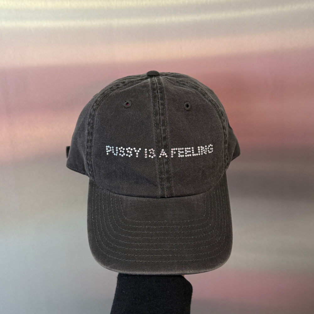 PUSSY IS A FEELING WASHED BLACK & DIAMOND DAD CAP