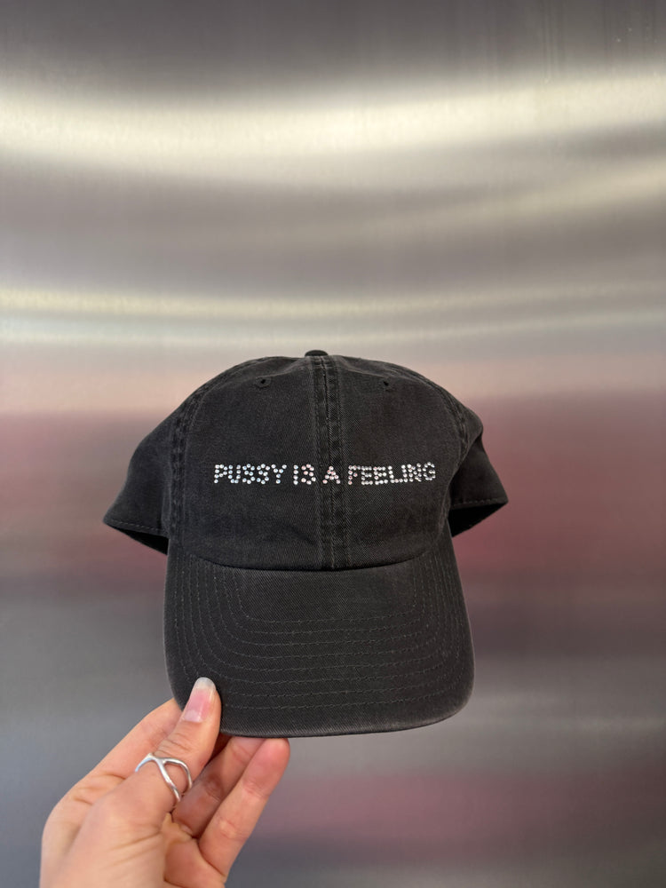 PUSSY IS A FEELING WASHED BLACK & DIAMOND DAD CAP