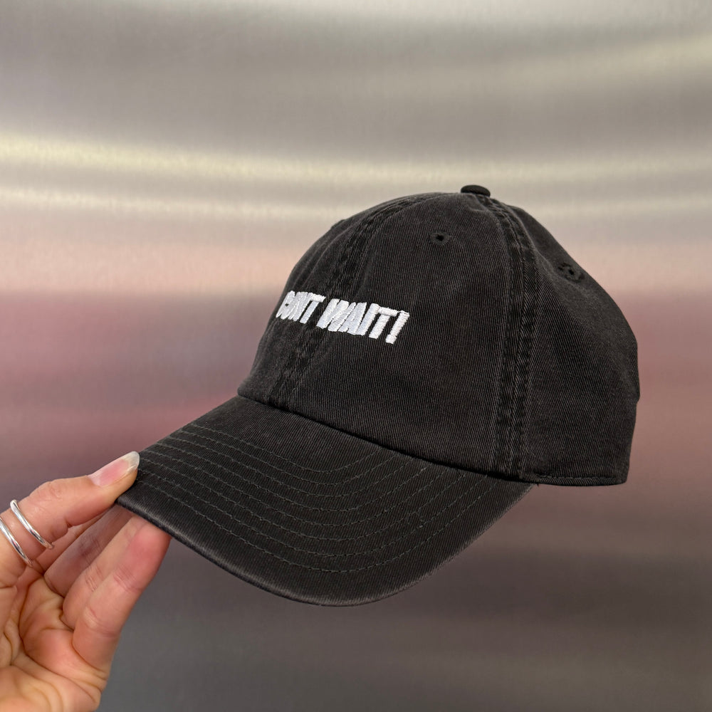 CUNT WAIT WASHED BLACK CAP WITH WHITE SIGN