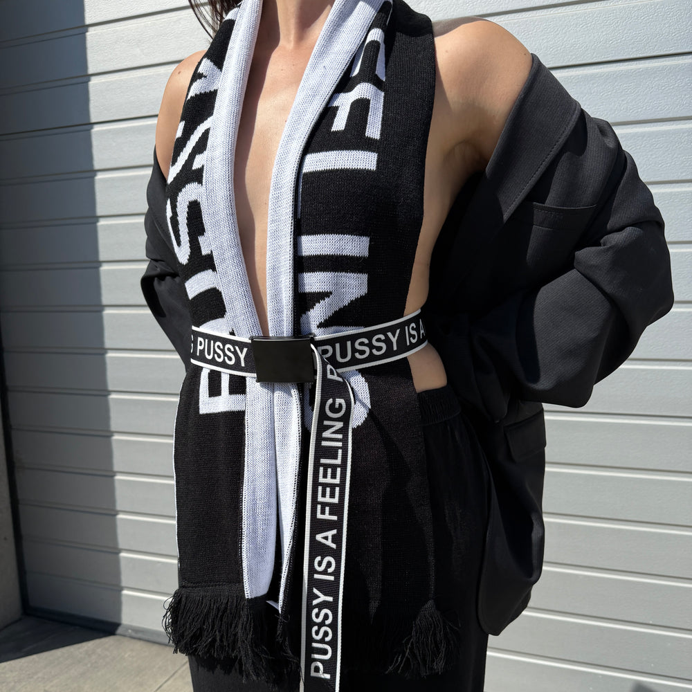 PUSSY IS A FEELING BLACK & WHITE BELT