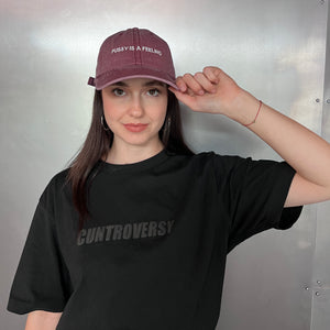 PUSSY IS A FEELING WASHED BURGUNDY DAD CAP