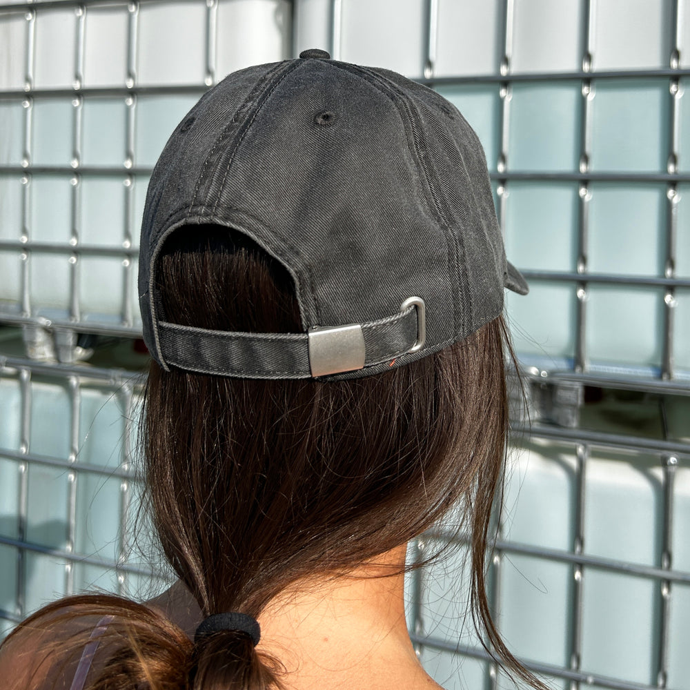 CUNT WAIT WASHED BLACK CAP WITH MAGENTA SIGN
