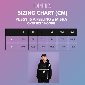 PUSSY IS A FEELING x MISHA oversize mikina v čiernej farbe