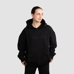 PUSSY IS A FEELING BLACK on BLACK Oversized Hoodie with 3D embroidery