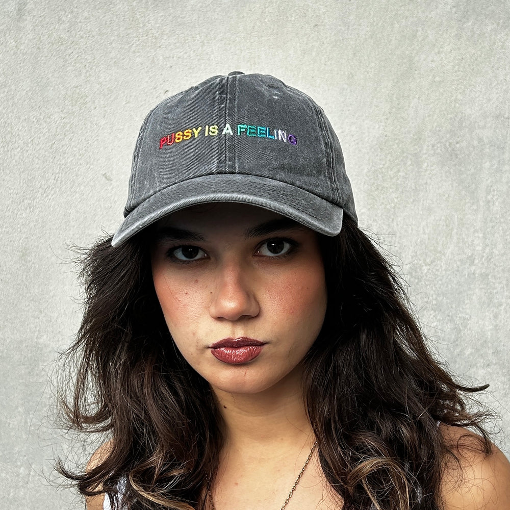 PRIDE COLLECTION - PUSSY IS A FEELING WASHED BLACK DAD CAP