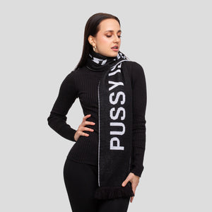 PUSSY IS A FEELING čierno-biely šál