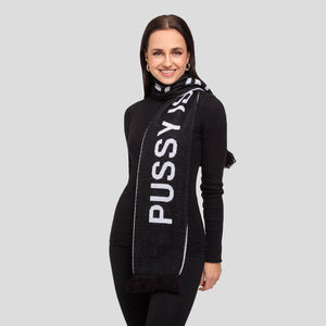 PUSSY IS A FEELING čierno-biely šál