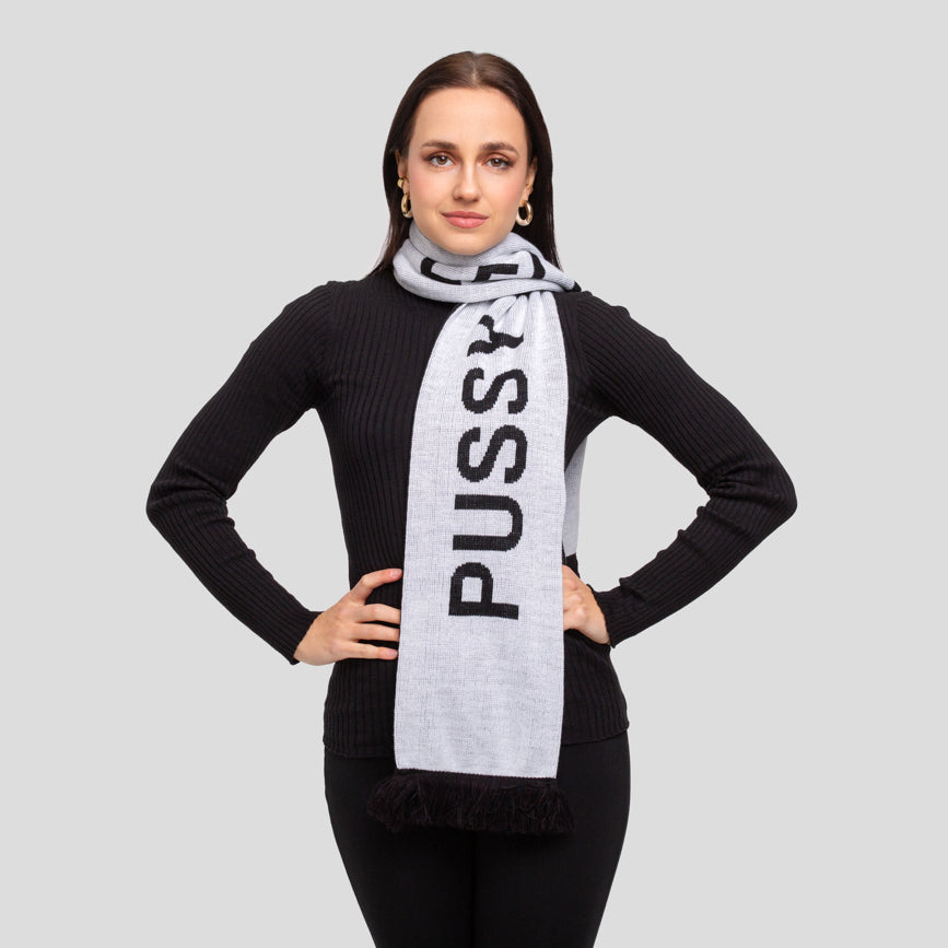 PUSSY IS A FEELING čierno-biely šál