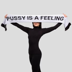 
            
                Load image into Gallery viewer, PUSSY IS A FEELING BLACK &amp;amp; WHITE SCARF
            
        