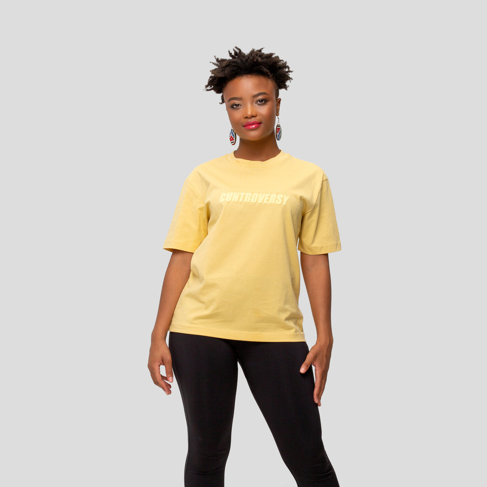 CUNTROVERSY žlté tričko s nápisom