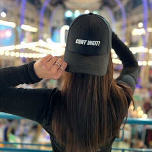 CUNT WAIT BLACK WITH WHITE SIGN CAP